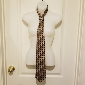 Brown & black basket weave design Bachrach tie